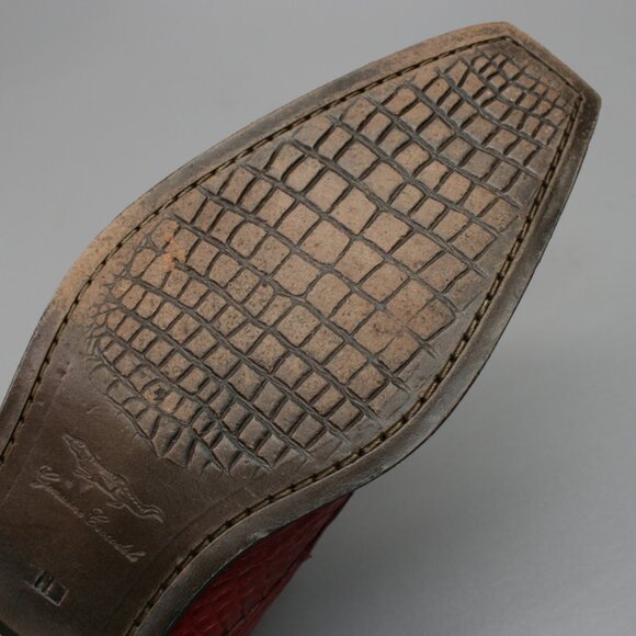 Via Roma Men\'s 11 EE Wide Red Genuine Crocodile Tail Leather Oxfords Dress Shoes